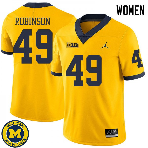 Women's Michigan Wolverines #49 Andrew Robinson Yellow Jordan Brand University Jersey